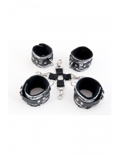 Wiązania-MARCUS 714001 Hog-tie cuffs set with metal clips tracery silver bdsm Valentine day 2