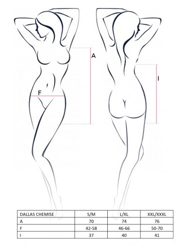 Bielizna-DALLAS CHEMISE black S/M - Casmir