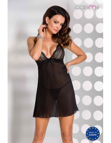 Bielizna-CLARISSE CHEMISE black L/XL - Casmir