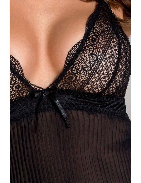 Bielizna-CLARISSE CHEMISE black L/XL - Casmir