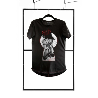 T-shirt men black fashion - 1