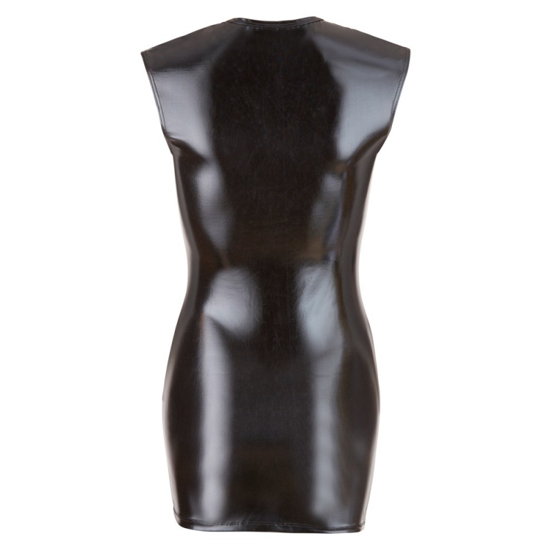 Wet Look Dress with Zip L - 6