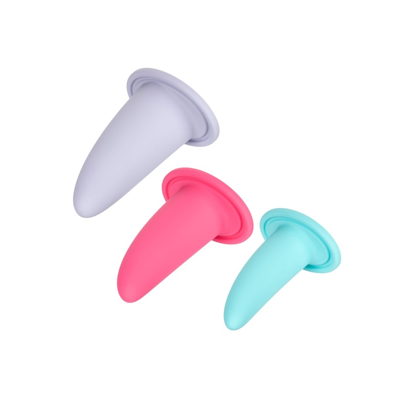 Zestaw 3 rozszerzaczy dopochwowych She-ology Advanced Wearable z elastycznymi podstawami 7,95–9,46 cm - 3