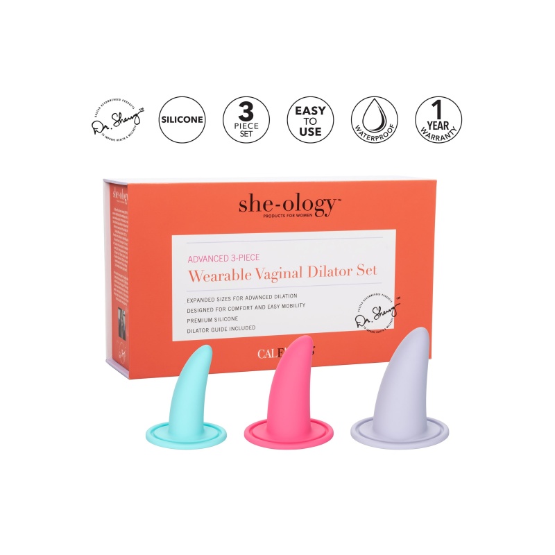 Zestaw 3 rozszerzaczy dopochwowych She-ology Advanced Wearable z elastycznymi podstawami 7,95–9,46 cm - 8