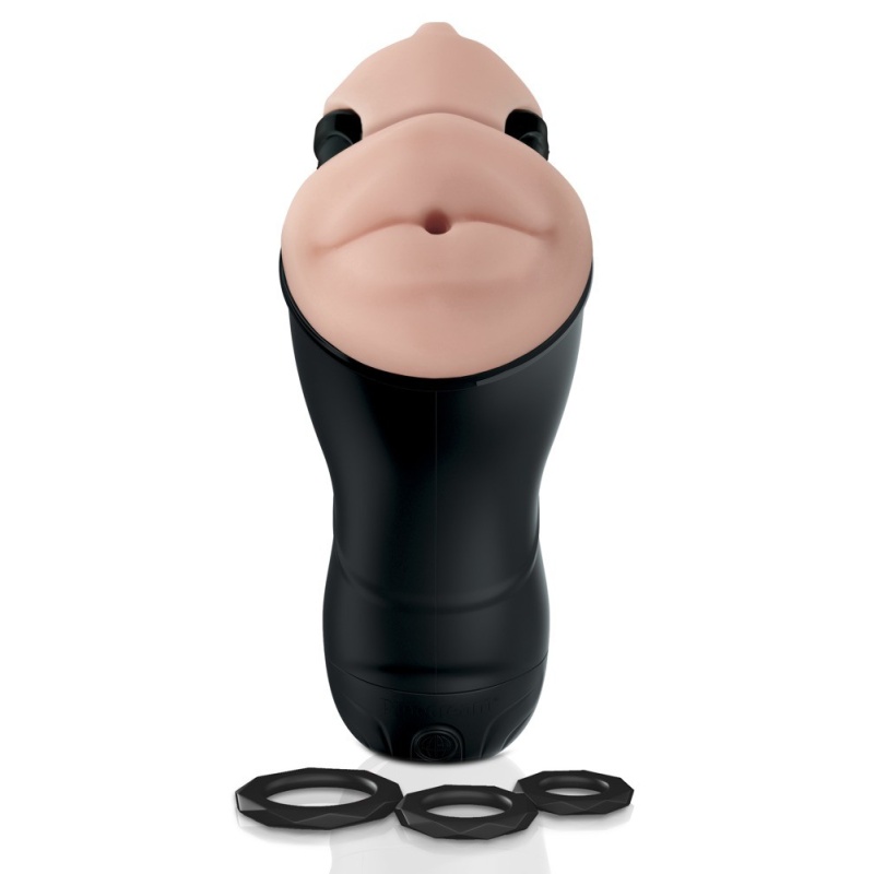 Masturbator dwukanałowy wibracyjny Double Penetration z funkcją podciśnienia, 22,5 cm - 3