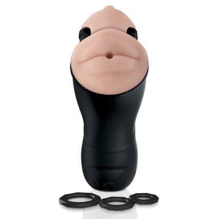 Masturbator dwukanałowy wibracyjny Double Penetration z funkcją podciśnienia, 22,5 cm - 3