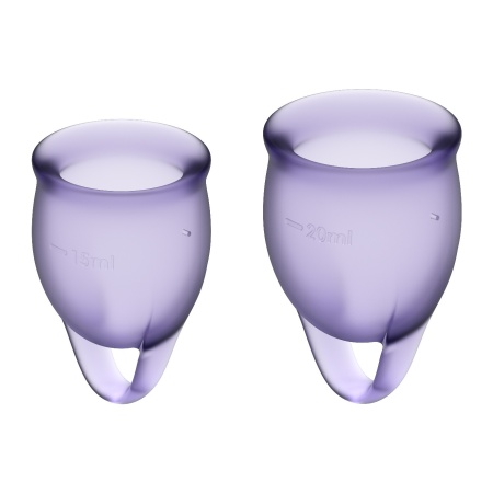 Kubki menstruacyjne Feel Confident - zestaw 2 szt. z miękkiego silikonu medycznego (15 ml i 20 ml) - 2