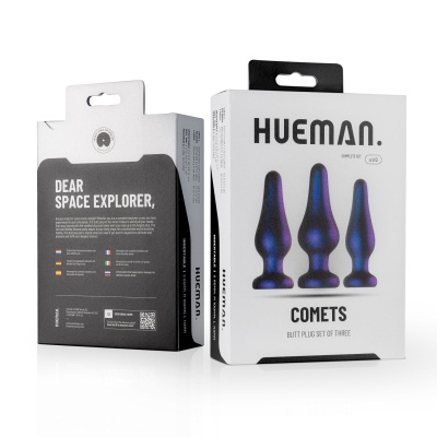 Zestaw zatyczek analnych Comets - 3 stopniowane rozmiary z miękkiego silikonu, dł. 10-13 cm, średnica 2,9-4,6 cm - 1
