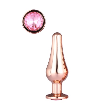 Korek analny Rose Gold Pleasure Plug S - stożkowy, aluminiowy, 9 cm - 1