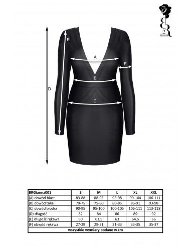 Bielizna - BRGIANNA001 sukienka czarna rozmiar S
