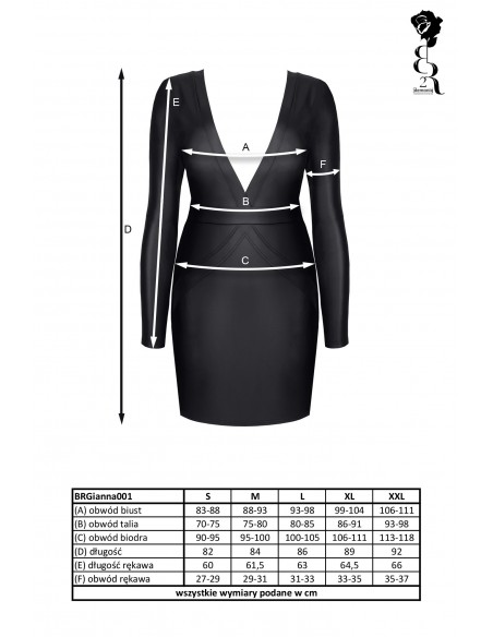 Bielizna - BRGIANNA001 sukienka czarna rozmiar S