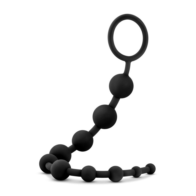 Koraliki analne Anal Adventures Platinum - 10 stopniowanych kulek z silikonu Ultrasilk, giętki trzon i pętelka, 31,7 cm - 4