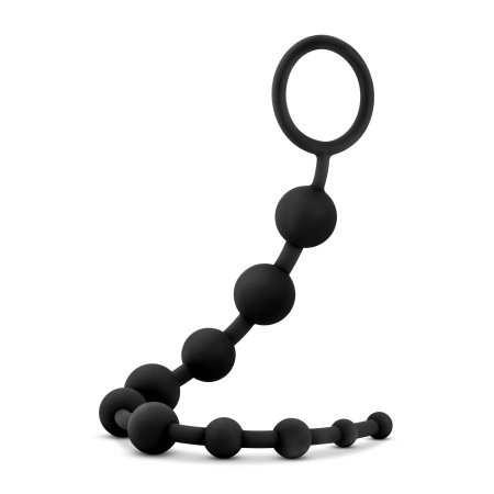 Koraliki analne Anal Adventures Platinum - 10 stopniowanych kulek z silikonu Ultrasilk, giętki trzon i pętelka, 31,7 cm - 4