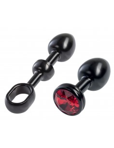 MALESATION Alu-Plug with handle & crystal small, black 2