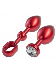MALESATION Alu-Plug with handle & crystal large, red 2