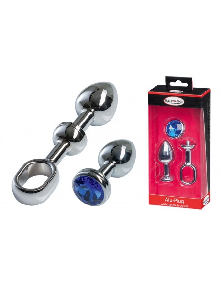 MALESATION Alu-Plug with handle & crystal small, chrome
