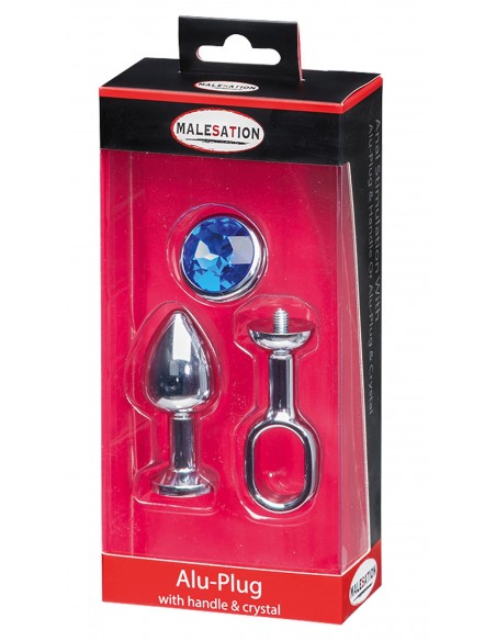 MALESATION Alu-Plug with handle & crystal small, chrome