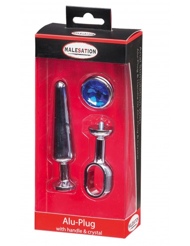 MALESATION Alu-Plug with handle & crystal medium, chrome