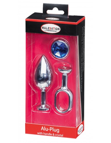 MALESATION Alu-Plug with handle & crystal large, chrome