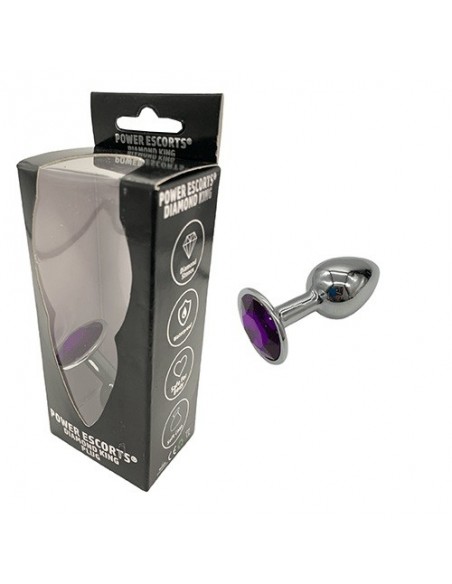 Plug-Diamond King Butt Plug - Metal Small Purple