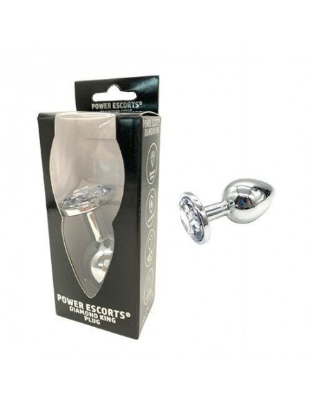 Plug-Diamond King Butt Plug - Metal Large Clear