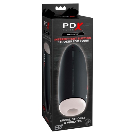 Masturbator PDX Elite Fap-O-Matic z funkcją ssania (5 trybów) i wibracji (10 trybów), 23,2 cm, kanał wewnętrzny 1,5–5,1 cm - 1