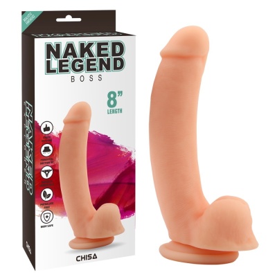 Dildo Boss-Flesh - wygięty trzon z przyssawką, silikon medyczny, 20,5 cm - 1
