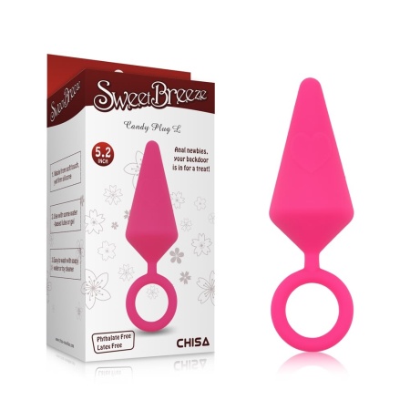 Korek analny Candy Plug L-Pink (rozmiar L) - silikonowy z pierścieniowym uchwytem o-ring - 1
