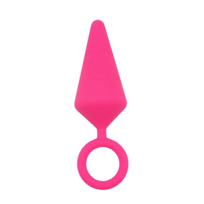 Korek analny Candy Plug L-Pink (rozmiar L) - silikonowy z pierścieniowym uchwytem o-ring - 1 2