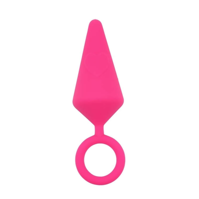Korek analny Candy Plug L-Pink (rozmiar L) - silikonowy z pierścieniowym uchwytem o-ring - 2