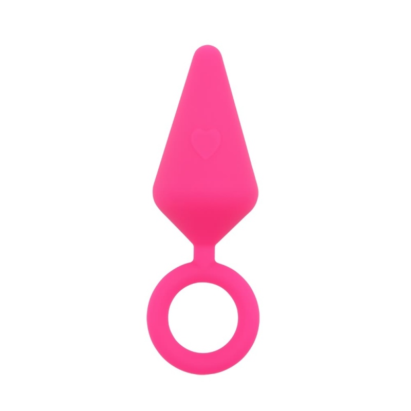 Korek analny Candy Plug L-Pink (rozmiar L) - silikonowy z pierścieniowym uchwytem o-ring - 6