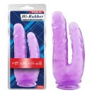 Dildo podwójne Hi-Rubber 9.4 z przyssawką, fioletowe, długość 25 cm - 1