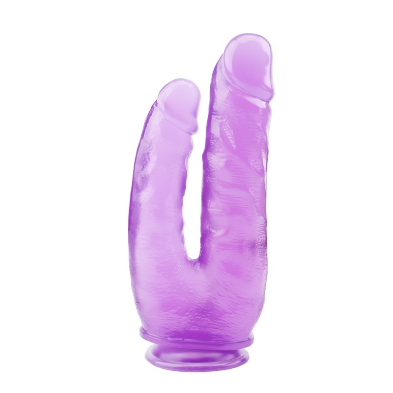 Dildo podwójne Hi-Rubber 9.4 z przyssawką, fioletowe, długość 25 cm - 2