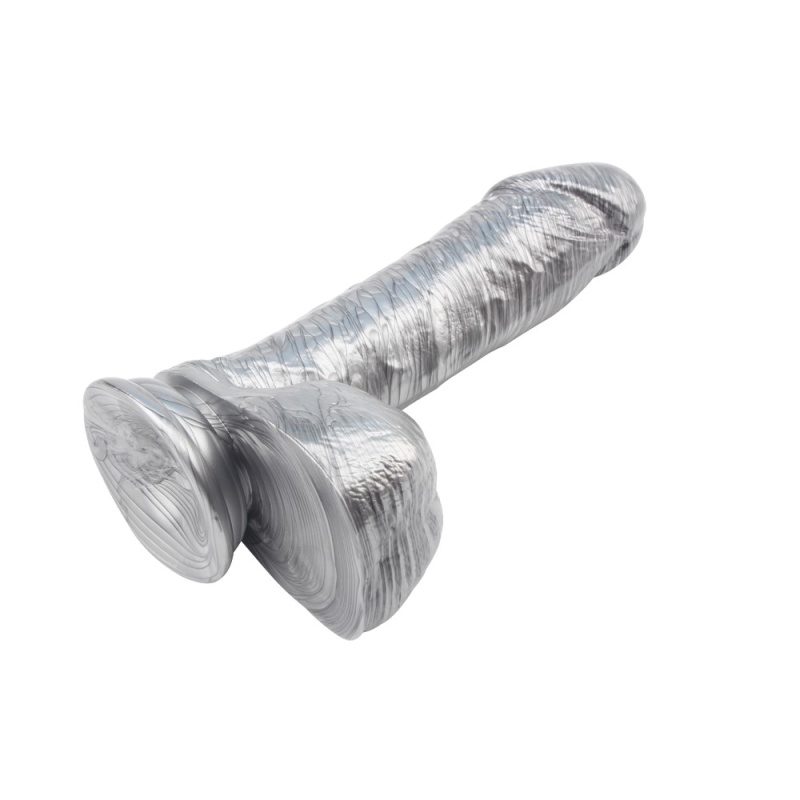 Dildo Ben Dover-Silver z przyssawką i realistyczną strukturą, 19,5 cm - 5