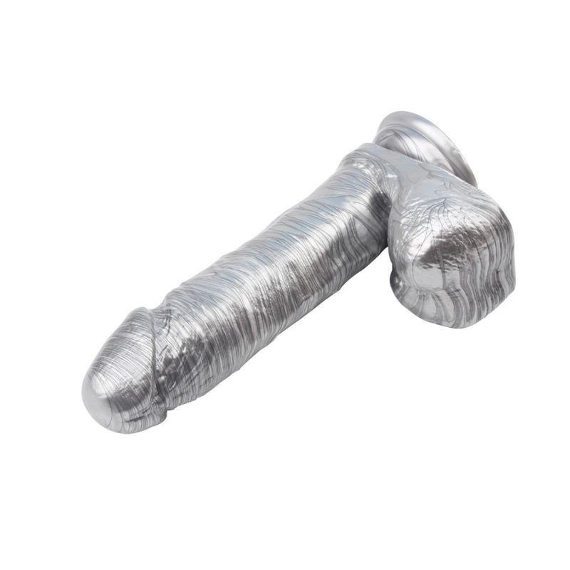 Dildo Ben Dover-Silver z przyssawką i realistyczną strukturą, 19,5 cm - 6