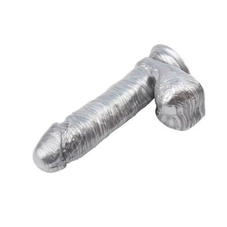 Dildo Ben Dover-Silver z przyssawką i realistyczną strukturą, 19,5 cm - 6