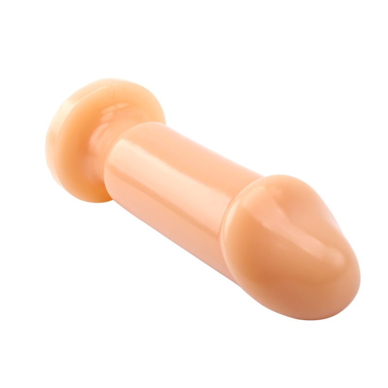 Dildo analne Large Slim T-Skin z prostym trzonem, wyżłobieniem u podstawy i długością 16,5 cm - 4