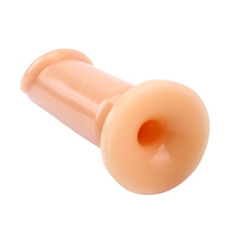 Dildo analne Large Slim T-Skin z prostym trzonem, wyżłobieniem u podstawy i długością 16,5 cm - 5