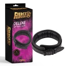 Obroża BDSM Deluxe Leather Collar — regulowany pas z tworzywa PU z metalową klamrą i wyściełaniem wewnętrznym, obwód dopasowywan - 1