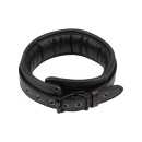 Obroża BDSM Deluxe Leather Collar — regulowany pas z tworzywa PU z metalową klamrą i wyściełaniem wewnętrznym, obwód dopasowywan - 2