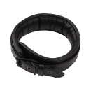 Obroża BDSM Deluxe Leather Collar — regulowany pas z tworzywa PU z metalową klamrą i wyściełaniem wewnętrznym, obwód dopasowywan - 4