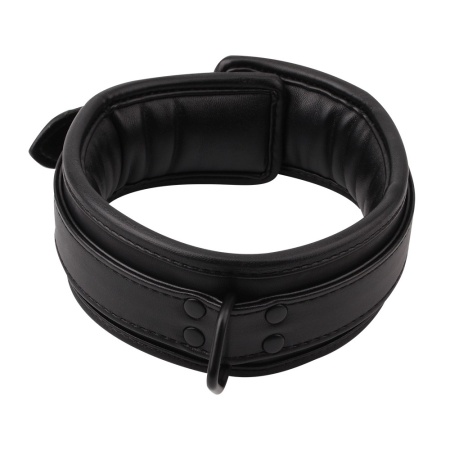 Obroża BDSM Deluxe Leather Collar — regulowany pas z tworzywa PU z metalową klamrą i wyściełaniem wewnętrznym, obwód dopasowywan - 5