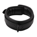 Obroża BDSM Deluxe Leather Collar — regulowany pas z tworzywa PU z metalową klamrą i wyściełaniem wewnętrznym, obwód dopasowywan - 5