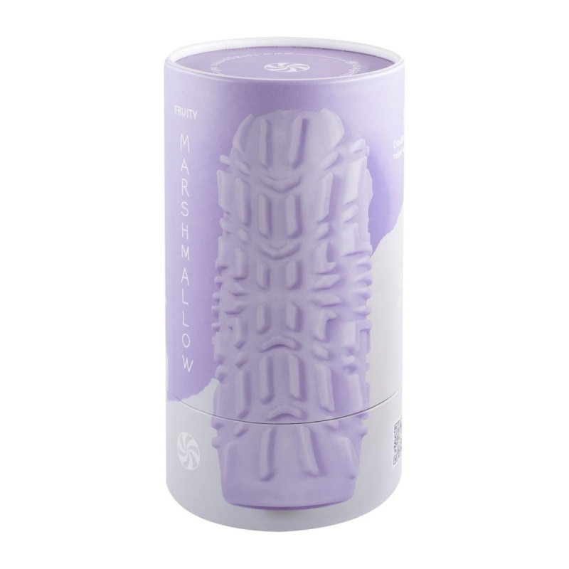 Masturbator Marshmallow Maxi Fruity Purple - dwustronne reliefy TPE, 14 cm - 1
