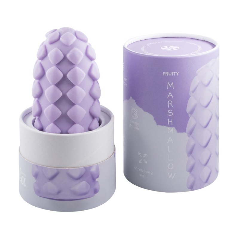 Masturbator Marshmallow Maxi Fruity Purple - dwustronne reliefy TPE, 14 cm - 2