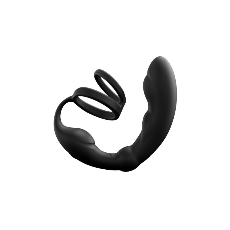 Masażer prostaty P-RING z podwójnym pierścieniem erekcyjnym, wibracjami i zdalnym sterowaniem, silikon medyczny - 1
