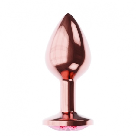 Korek analny Plug-Butt Diamond Ruby Shine L - metalowy, różowe złoto, długość 8,3 cm, średnica 3,3 cm - 2