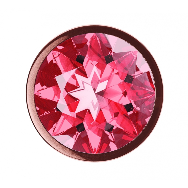 Korek analny Plug-Butt Diamond Ruby Shine L - metalowy, różowe złoto, długość 8,3 cm, średnica 3,3 cm - 3