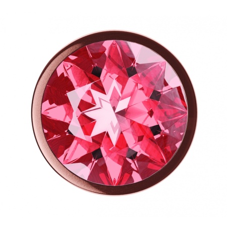 Korek analny Plug-Butt Diamond Ruby Shine L - metalowy, różowe złoto, długość 8,3 cm, średnica 3,3 cm - 3