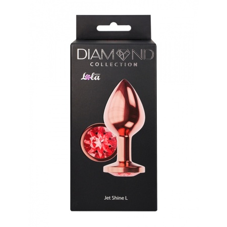 Korek analny Plug-Butt Diamond Ruby Shine L - metalowy, różowe złoto, długość 8,3 cm, średnica 3,3 cm - 5